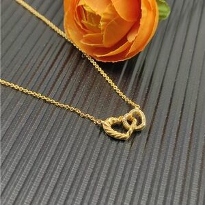 David Yurman Gold Twisted Heart Necklace
